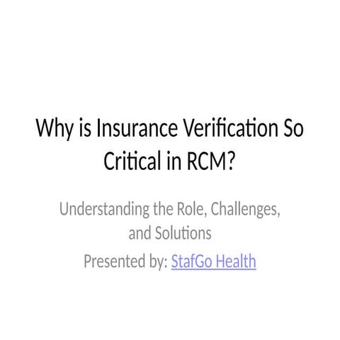 Insurance Verification RCM StafGo Health