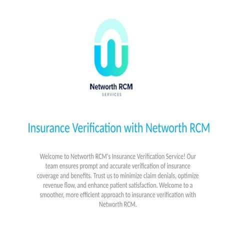 Networth RCM: Eligibility Verification Process | PPTX