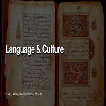 INT-450 Topic 1c Language and Culture