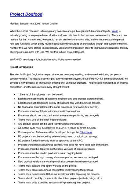 Intalio Project Dogfood And Doubleshot