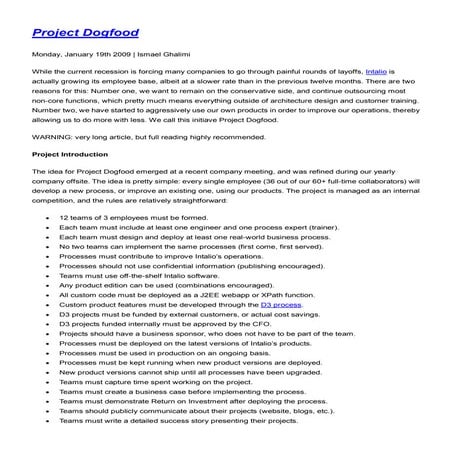 Intalio Project Dogfood And Doubleshot