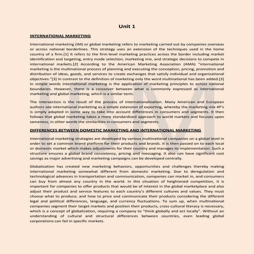 International marketing notes