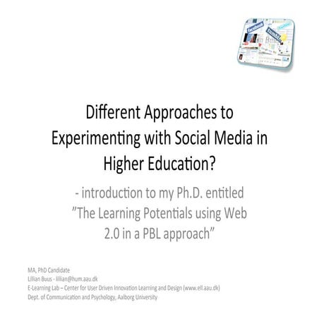 Inted2013   lillian buus - Different approaches to experimenting with social ...