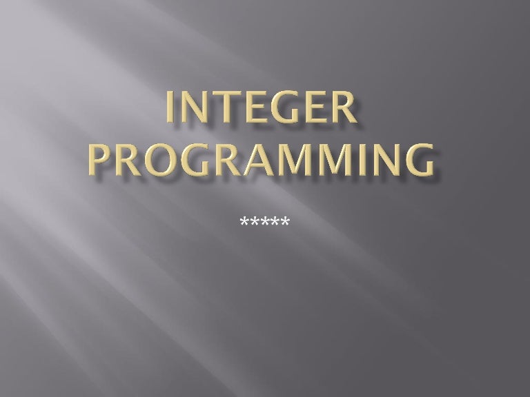 Integer programming