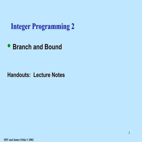Overview of techniques for solving integer programs | PPT