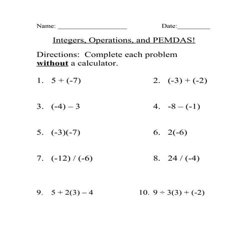 Integers 9 6