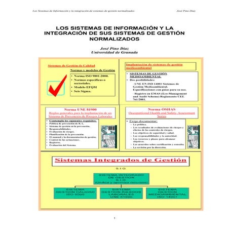 Los sistemas de información y la integración de sus sistemas de gestión norma...