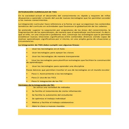 Integración curricular de tics