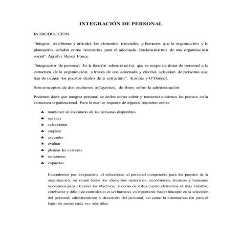 Integración de personal