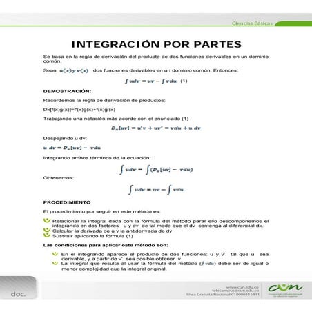 Integración por partes