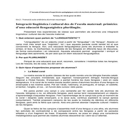 Integració des de l'escola maternal