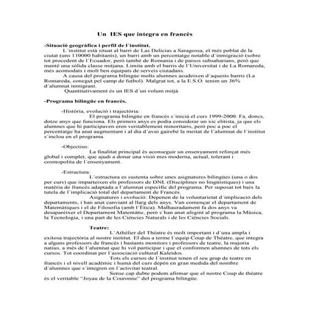 Un IES que integra en francès