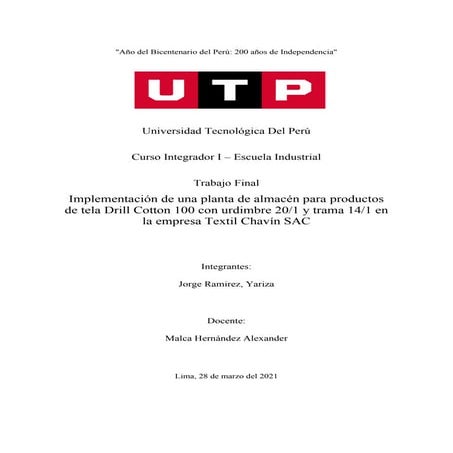  Planta de almacén para productos  de tela Drill Cotton 100