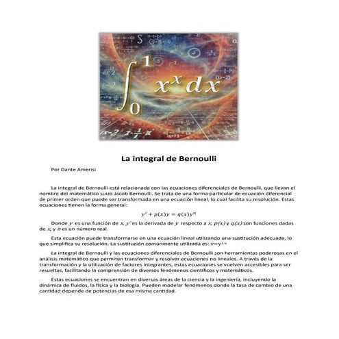 La Integral de Bernoulli. Por Dante Amerisi. | PDF