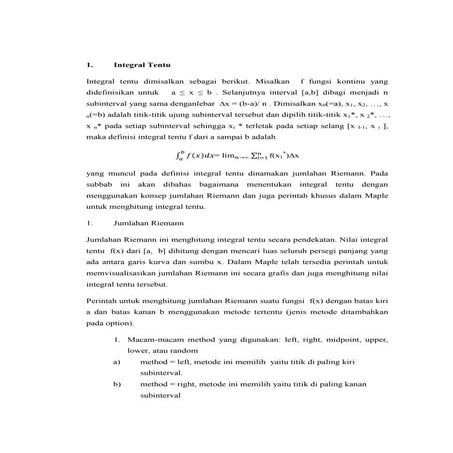 INTEGRAL menggunakan MAPLE