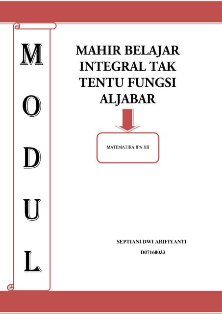 Integral tak tentu fungsi aljabar