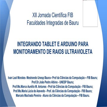 Integrando tablet e arduino para monitoramento de raios ultravioleta