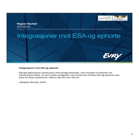 Integrasjoner esa og ephorte