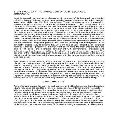 Integrated approach to the planning and management of land resources