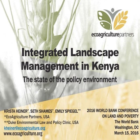 Integrated landscape management in Kenya - WB Land and Poverty Conference