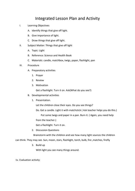 Integrated Lesson Plan Science