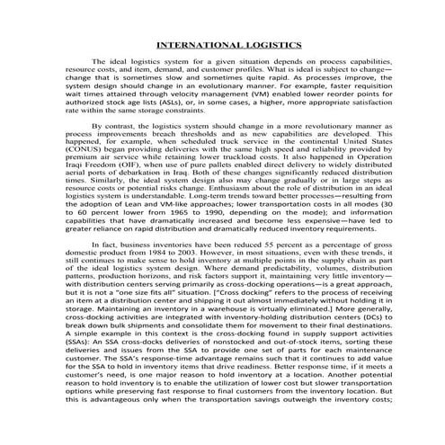 Integrated logistics