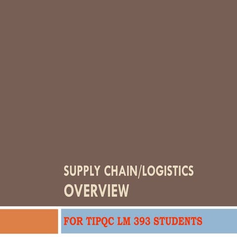 Integrated logistics and supply chain framework