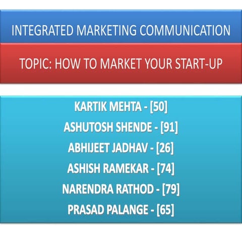 Integrated marketing communication presentation on how to market your startup...
