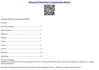 Integrated Marketing Communication Report