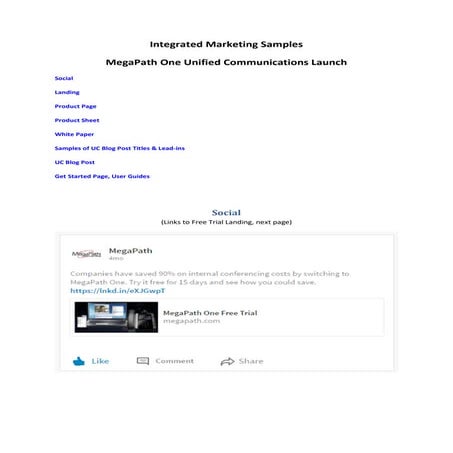 Integrated Marketing Example MegaPath One Unified Communications