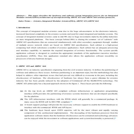 Integrated Modular Avionic(IMA) System Integration Process