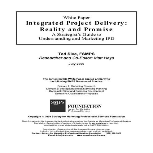 Integrated Project Delivery   White Paper