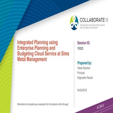 Integrated Planning Using Enterprise Planning & Budgeting Cloud Service (EPBC...