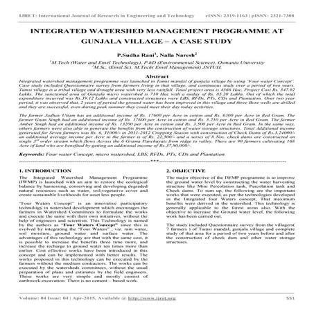 Integrated watershed management programme at gunjala village – a case study