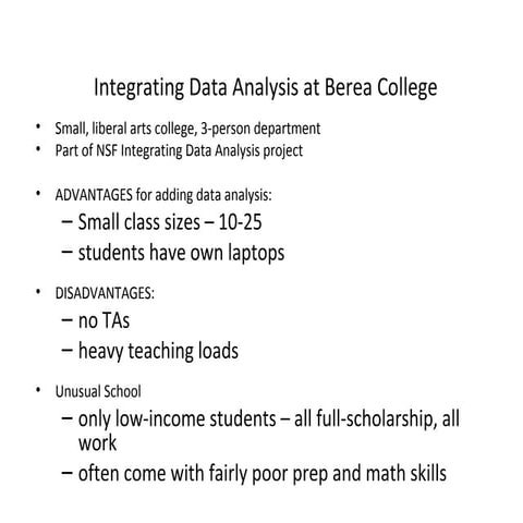 Integrating Data Analysis at Berea College