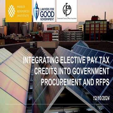 Integrating Elective Pay Tax Credits into Government Procurement and RFPs