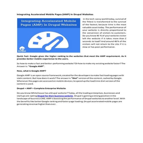 Integrating Accelerated Mobile Pages (AMP) In Drupal Websites