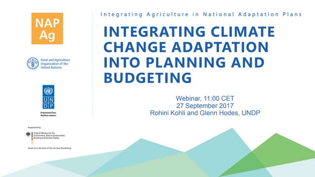 NAP-Ag Webinar - Integrating Climate Change Risks into Planning and Budgeting