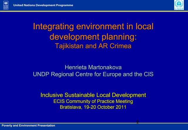 Integrating Environment in Local Planning in Tajikistan and AR Crimea