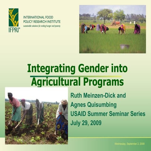 Integrating Gender In Agricultural Programs