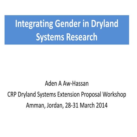 Integrating gender in dryland systems research