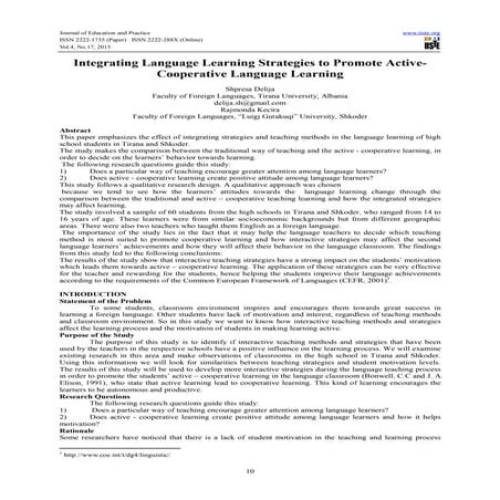 Integrating language learning strategies to promote active cooperative langua...