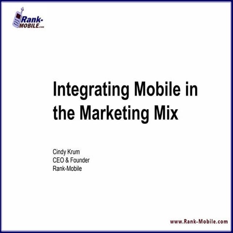 Integrating Mobile In The Marketing Mix