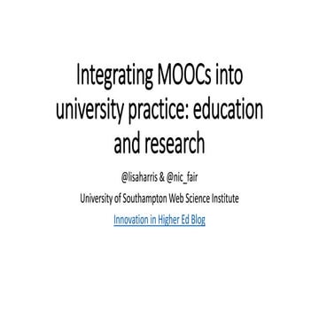 Integrating moo cs into university practice