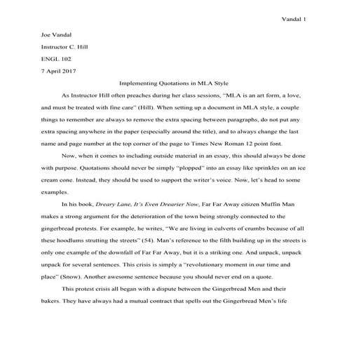 Integrating quotes and other mla