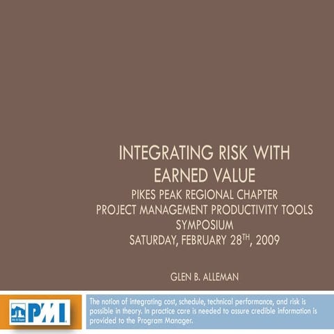 Integrating Risk With Earned Value