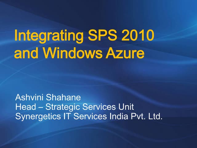 Integrating sps 2010 and windows azure
