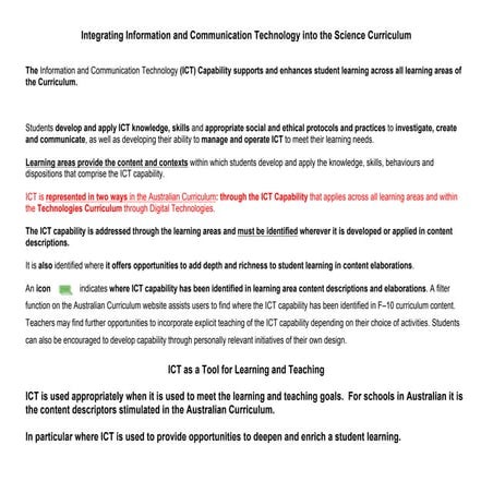 Integrating Technologies into the Science Curriculum