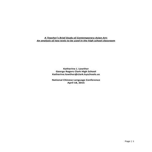 2015 NCLC - Integrating the Arts into Chinese Language and Humanities Classro...