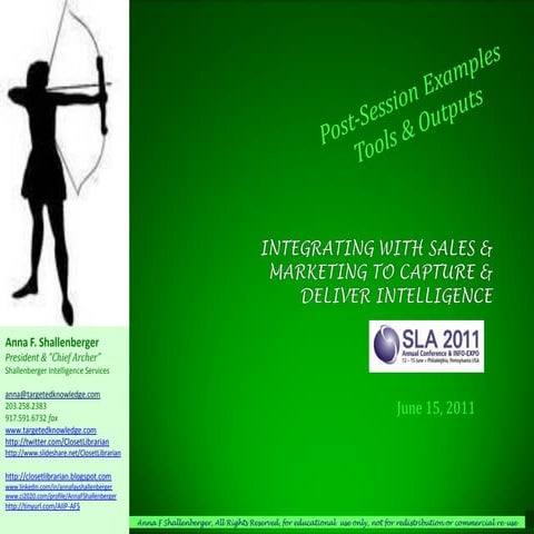 2011 Integrating with Sales & Marketing to Capture & Deliver Intelligence - F...